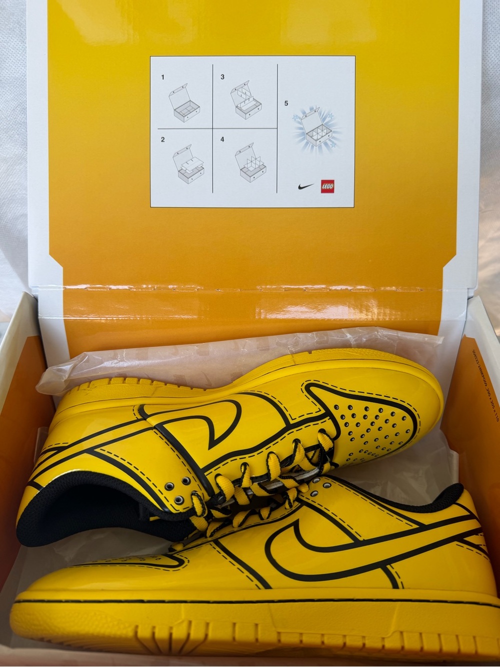 Nike Yellow and Black Dunk Low xLEGO Collaboration 6Y 8W